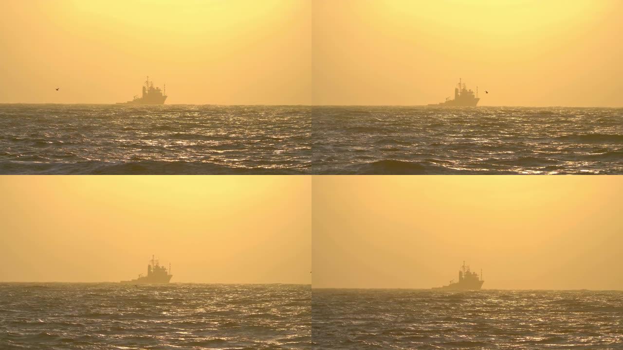 州边界的海军巡逻艇，4k慢镜头，60帧每秒