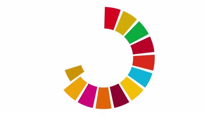 白色背景上SDGs的彩色图像 (旋转动画，无缝循环)