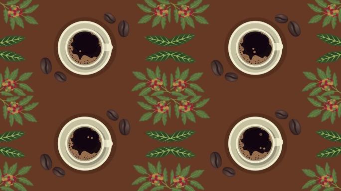 美味咖啡杯空调和植物框架