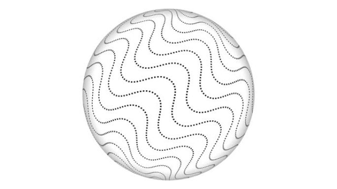 球体上的条纹几何线动画。动画抽象球体在白色背景上移动。