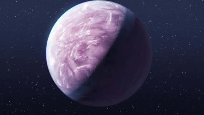 太空中粉红色星球的逼真美丽动画。