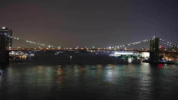 布鲁克林大桥夜光生活4k延时从纽约