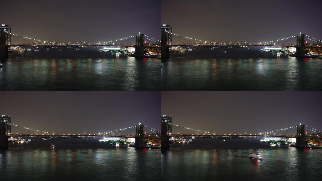 布鲁克林大桥夜光生活4k延时从纽约