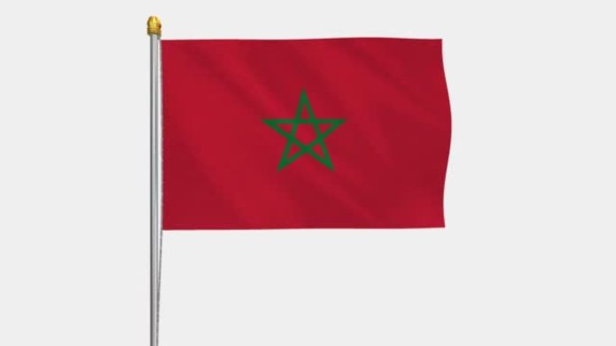 摩洛哥国旗在风中飘扬的循环视频，4k的慢动作视频，带Alpha通道