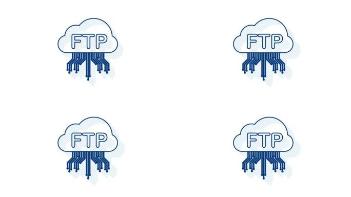 FTP文件传输图标。FTP技术图标。将数据传输到服务器。运动图形