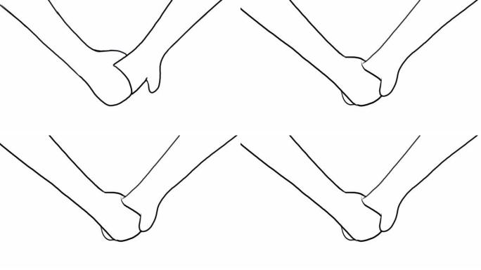 两只手互相触摸，极简2D动画