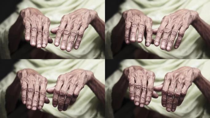 老人的手特写