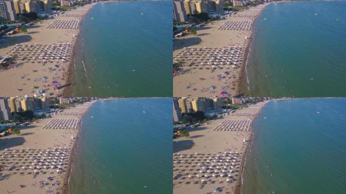 保加利亚受欢迎的避暑胜地阳光海滩的鸟瞰图。