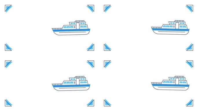 白色背景上卡通船的4k视频。