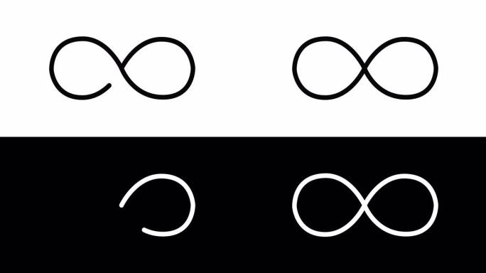 无限符号的动画。重复或无限循环。阿尔法·香奈儿。4K
