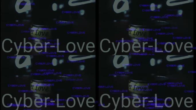 蓝色 “cyber love” 视频，带有ring背景