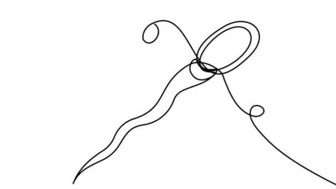在白色屏幕上的一条线上自绘制精子。