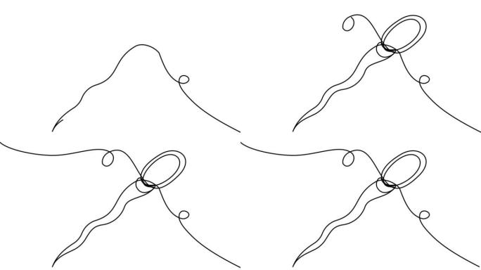 在白色屏幕上的一条线上自绘制精子。