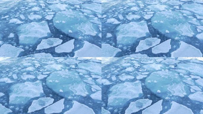 斯匹次卑尔根海中漂浮的裂化冰