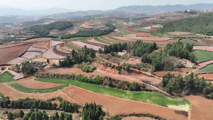 航拍昆明东川红土地