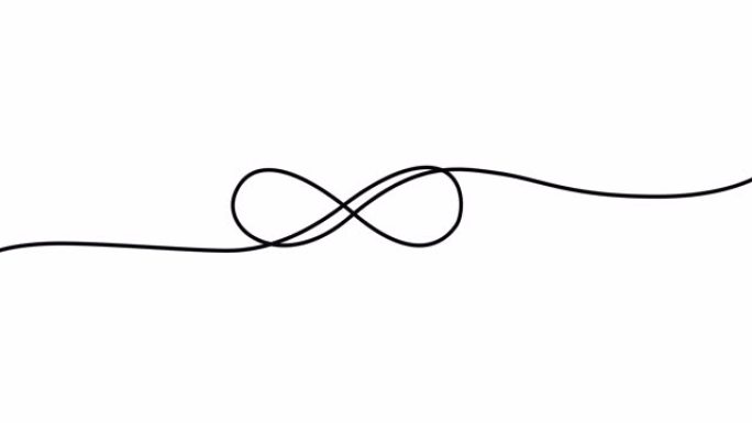 用一条线绘制的无限符号的动画。重复或无限循环。阿尔法通道。4K