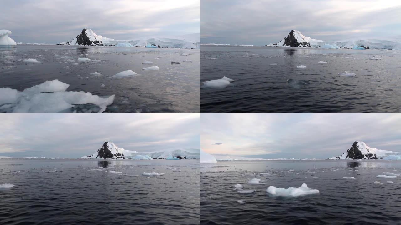 南极洲的冰山和海洋