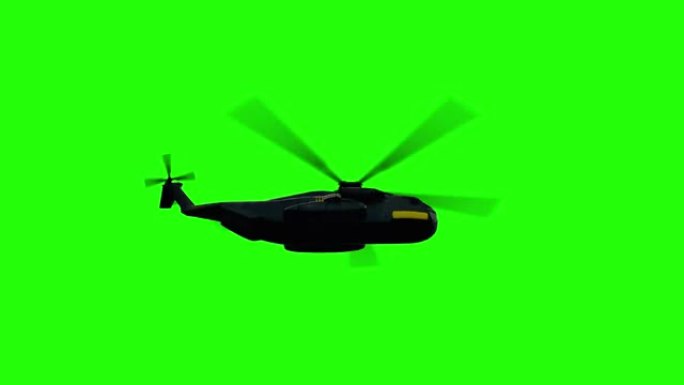 直升机图标，螺旋桨在绿色背景上旋转