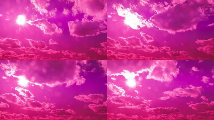 时间流逝自然云景紫色天空