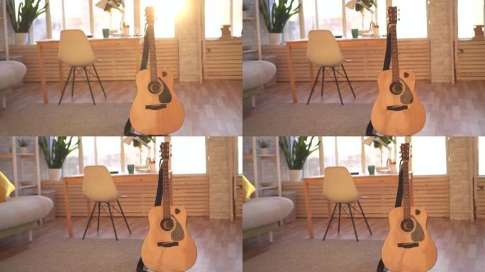 现代公寓里只有吉他，太阳的光芒