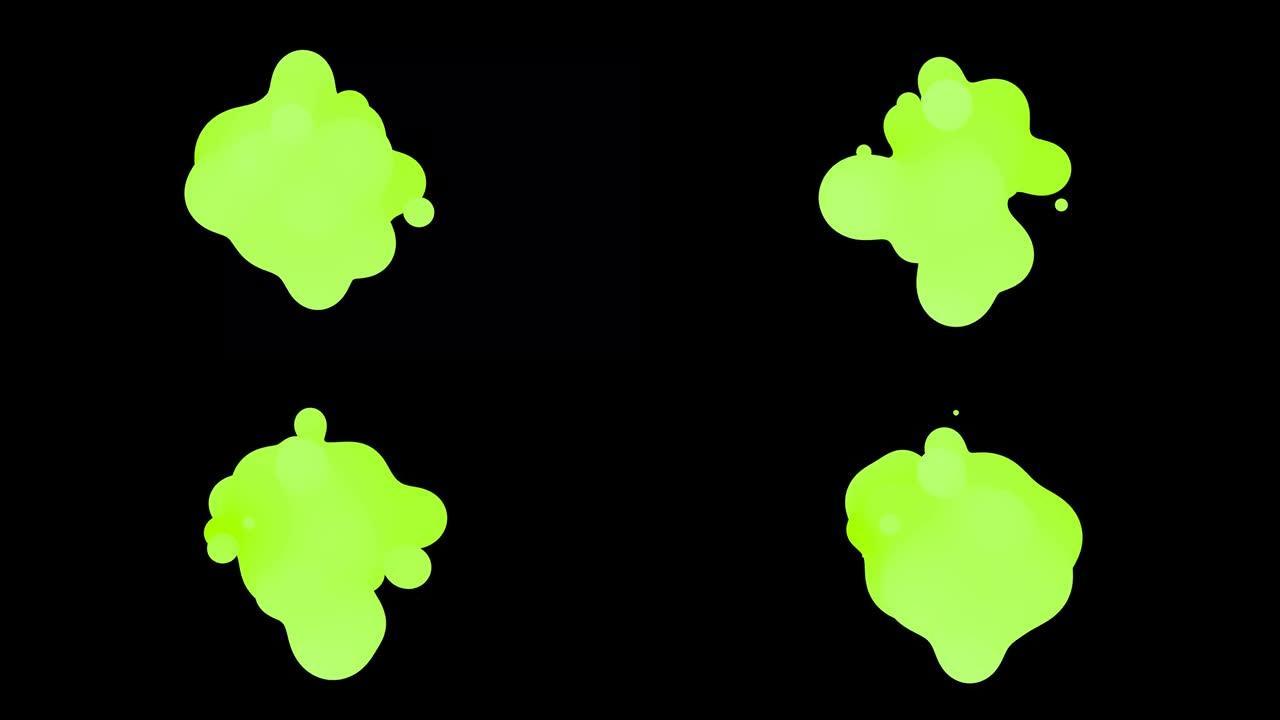 气泡的平滑动画，带内辉光的metaball。阿尔法哑光隔离在黑色背景上。