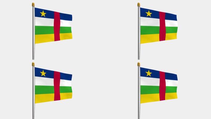 中非共和国国旗在风中飘扬的循环视频，4k的慢动作视频，带Alpha通道