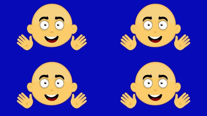 秃头和黄色角色的脸部循环动画，用手挥舞