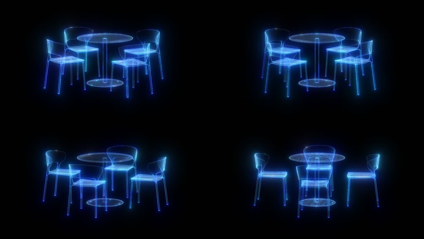 桌椅组合发光全息通道素材