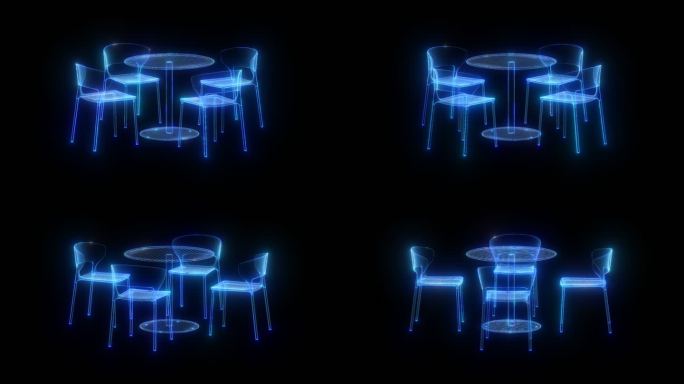 桌椅组合发光全息通道素材