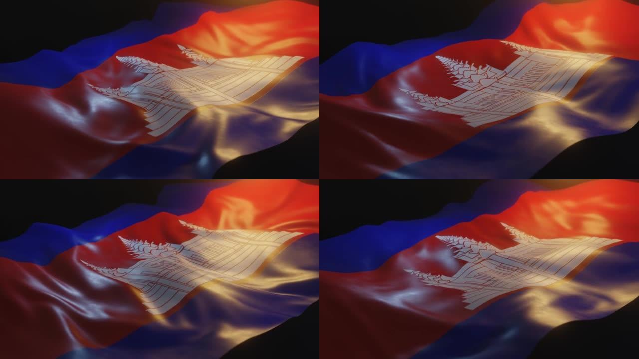 柬埔寨国旗侧面视角
