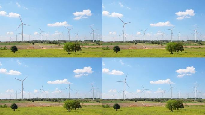 农村的风力涡轮机或风车农场用于电力生产。Win turbine是可持续能源概念的可再生能源和清洁能源