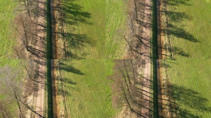 从德国北部的一条沟渠排水潮湿的沼泽草地上向后飞行的鸟瞰图