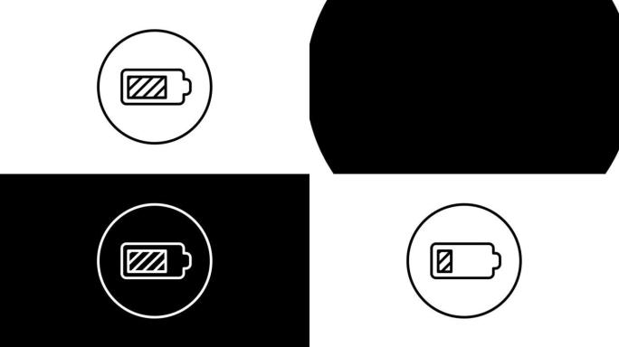 四分之三电池线图标在圆圈，线图标，黑色轮廓动画。