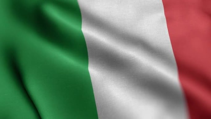 意大利国旗-意大利国旗高细节-国旗意大利波浪图案可循环元素-高分辨率和高细节织物纹理和无尽循环股票视