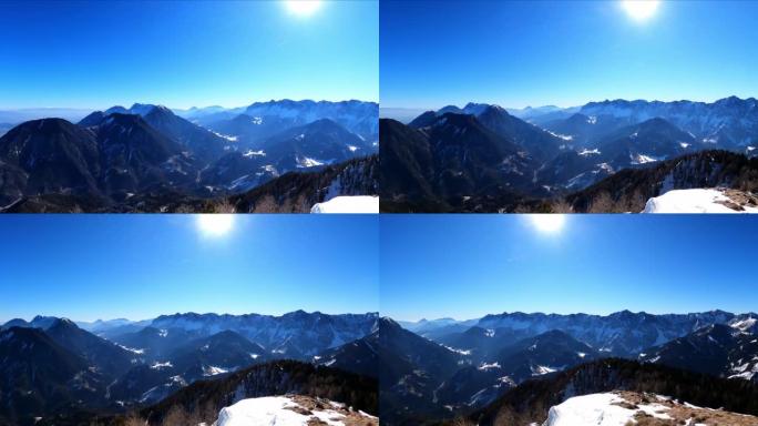 奥地利卡林西亚卡拉万克斯雪山山峰费拉彻角的风景。山谷的泽尔普法尔山村。弗赖贝格，韦塔茨查。朱利安·阿