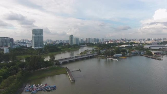 新加坡住宅区近Sport Hub的鸟瞰图