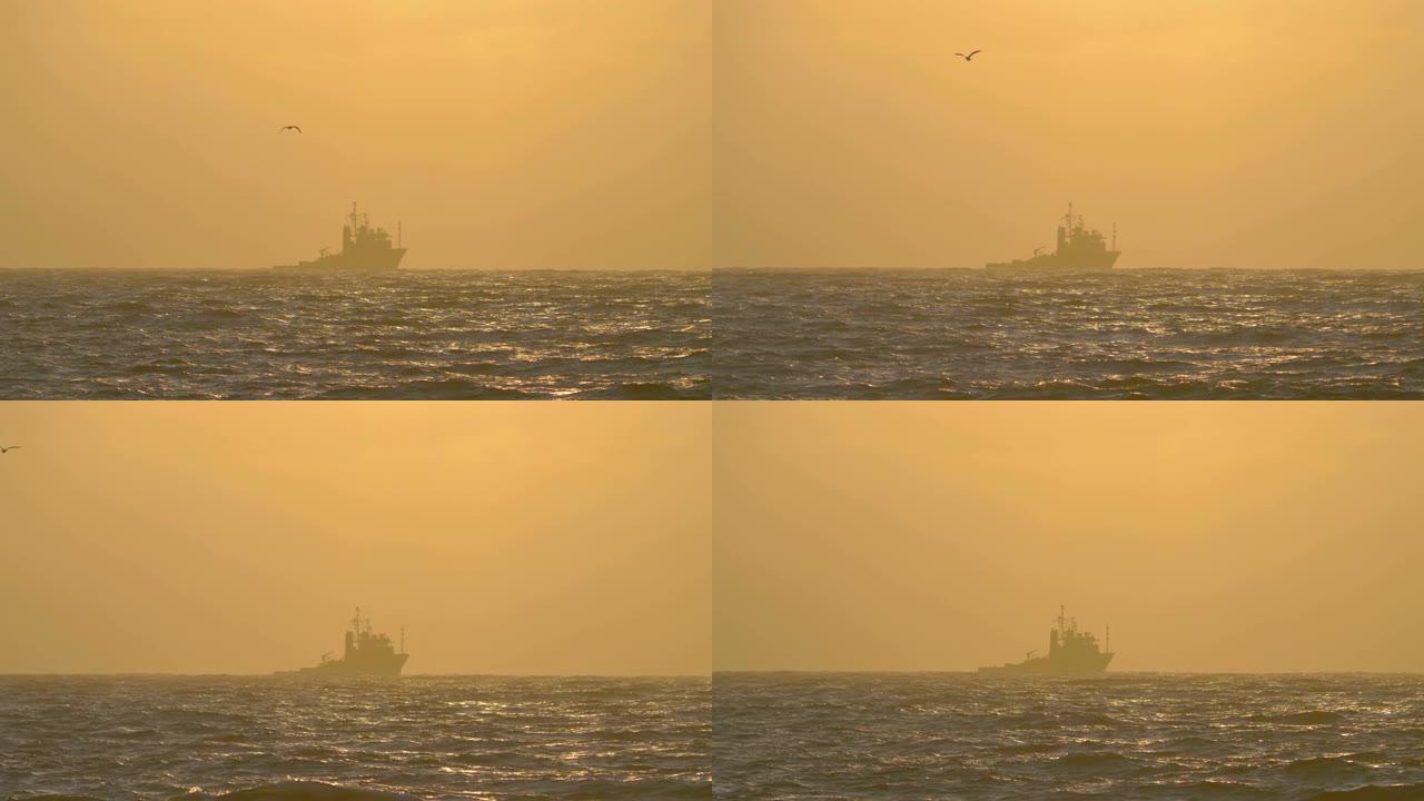 州边界的海军巡逻艇，4k慢镜头，60帧每秒