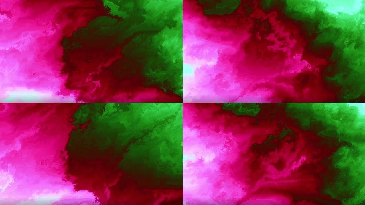 美丽抽象精彩多彩的充满活力的漩涡颜色爆炸油漆爆炸纹理视频。创意背景。