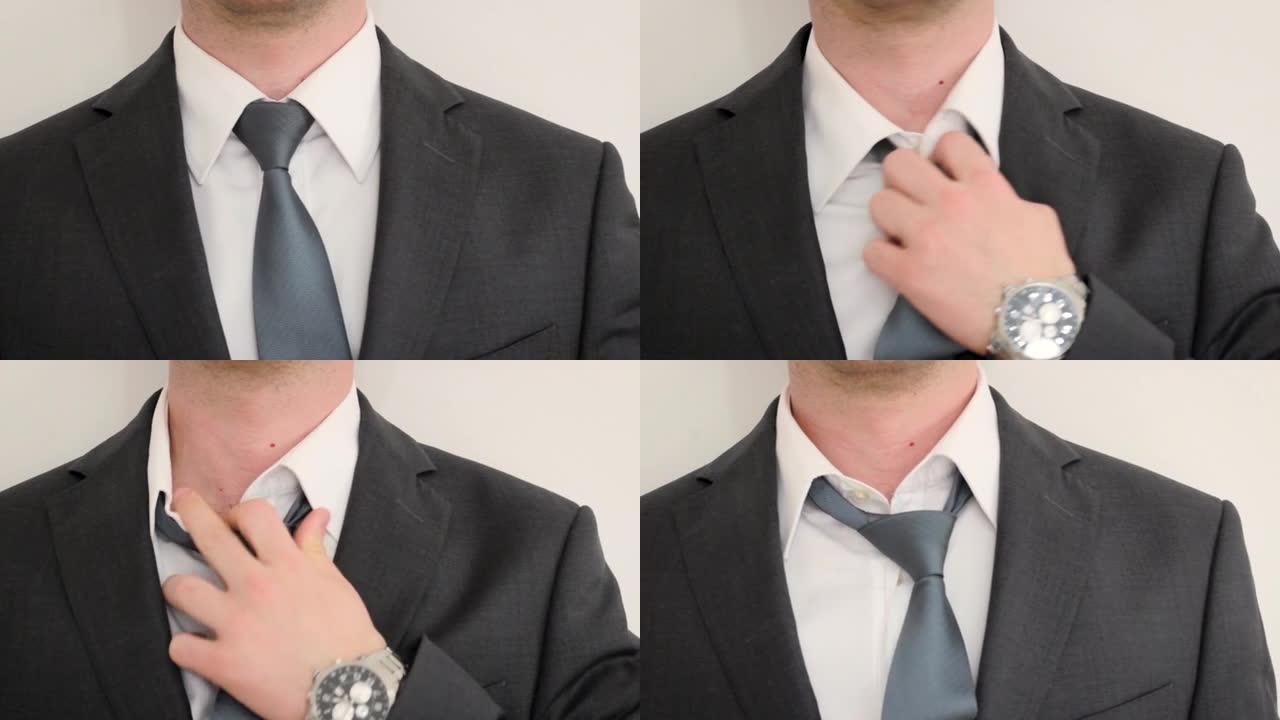 优雅的商人松开领带