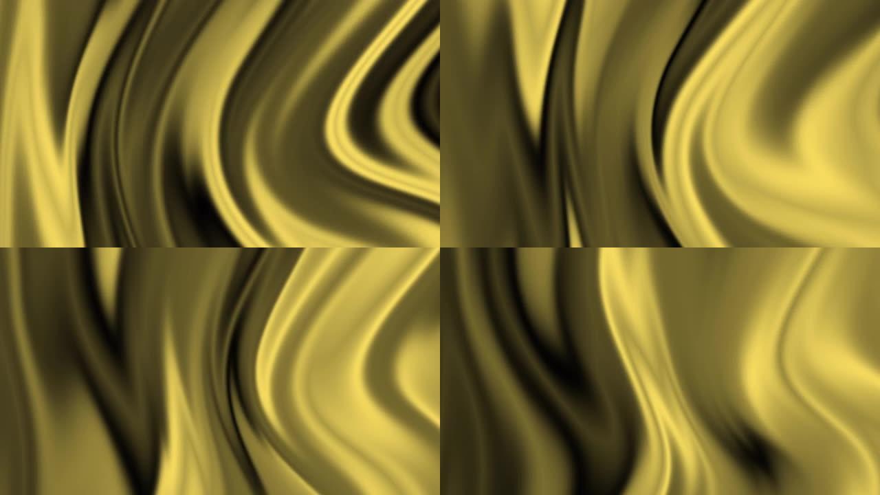 液体黑色和金色移动抽象数字背景