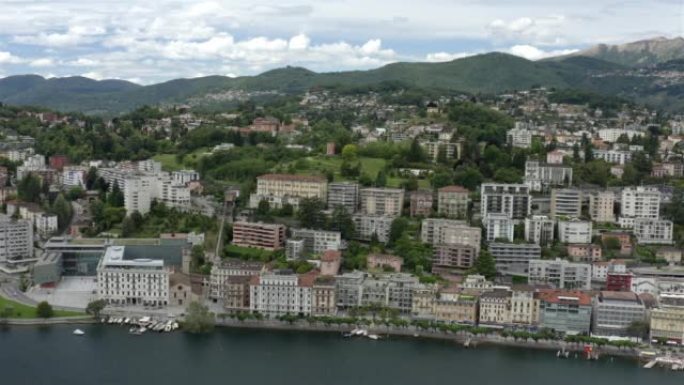瑞士卢加诺航拍外国建筑群