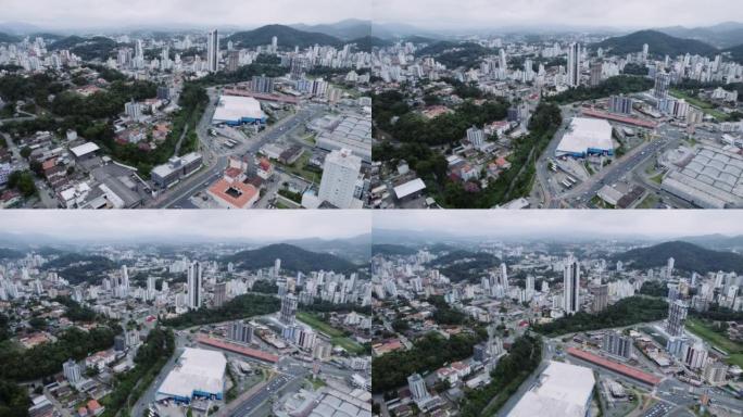 巴西圣卡塔琳娜的布鲁梅瑙，大约2022年3月:无人机拍摄的布鲁梅瑙城市