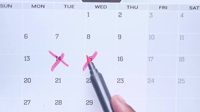 日历日期上带有红色标记的截止日期概念