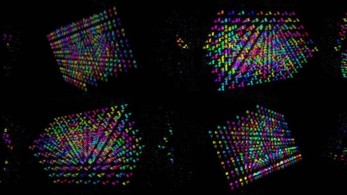 抽象霓虹灯形状的抽象立方体