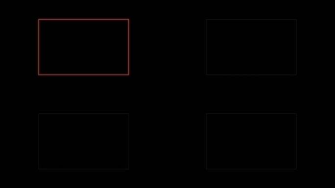 黑色背景上的霓虹灯边框动画。带有空白复制空间4K的dern边框