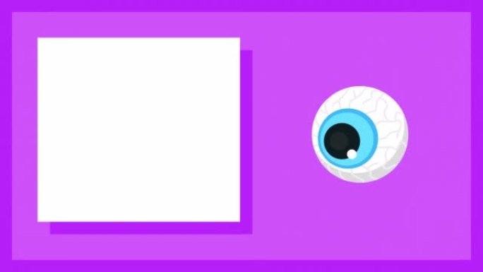 紫色背景上的卡通眼睛4k视频。