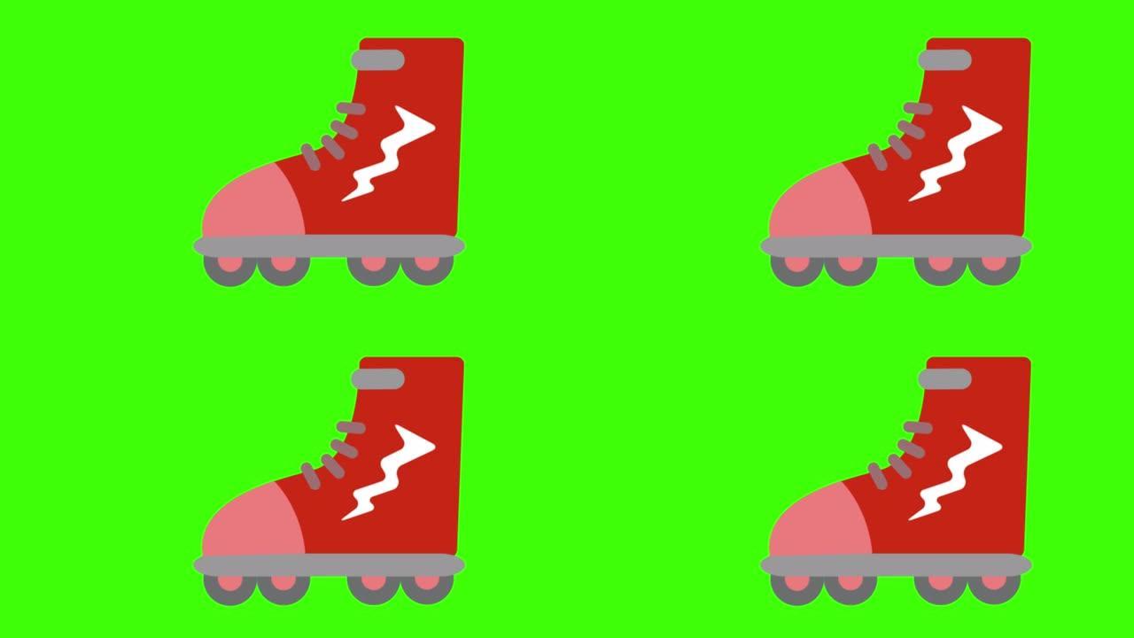浅绿色背景的红色旱冰鞋插图