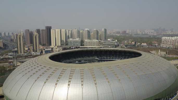 0047高清4k航拍天津奥林匹体育馆建筑