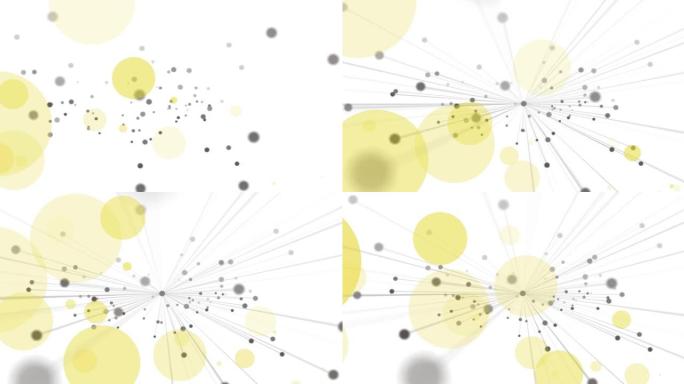 白色背景上的连接网络和橙色斑点的动画