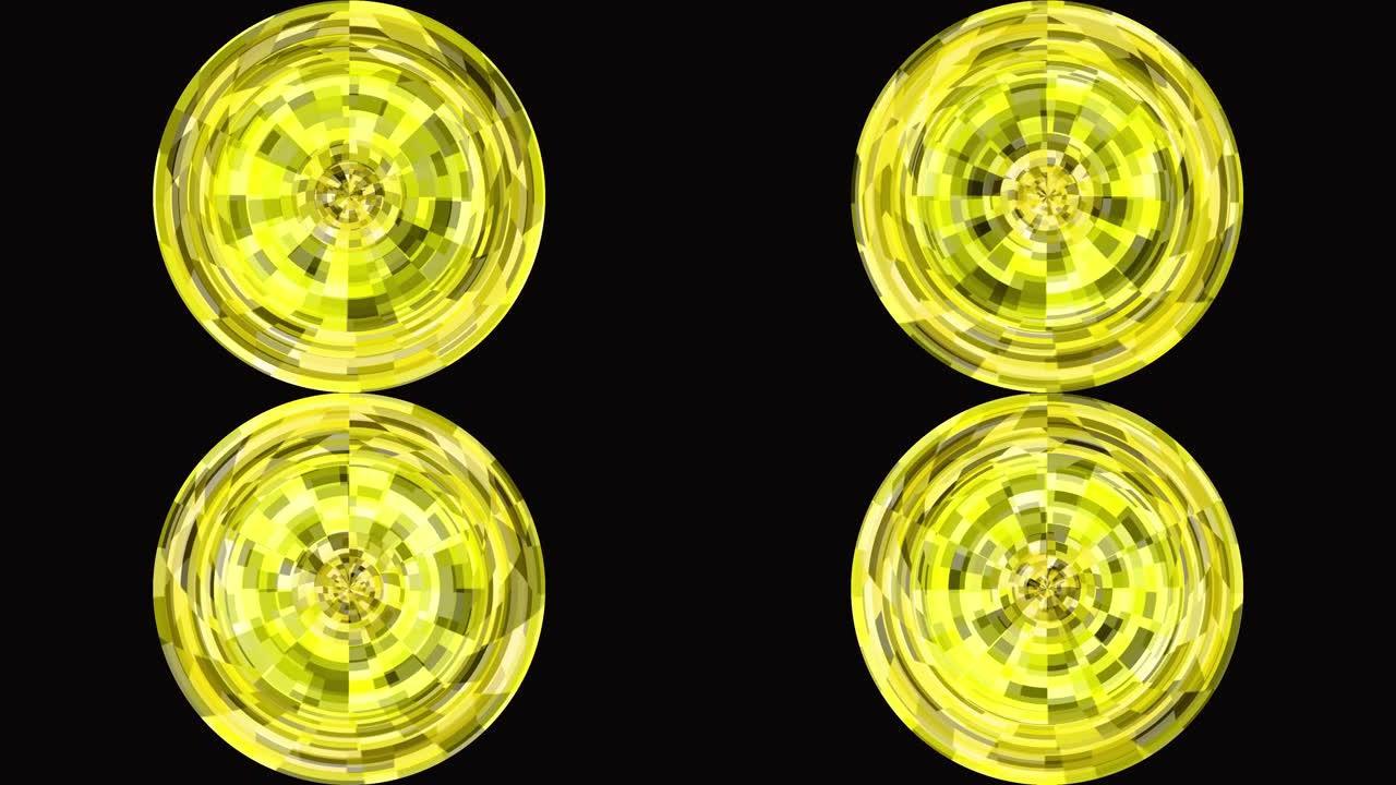 创意美丽的未来高科技平视显示器黄色圆圈。4k几何正方形